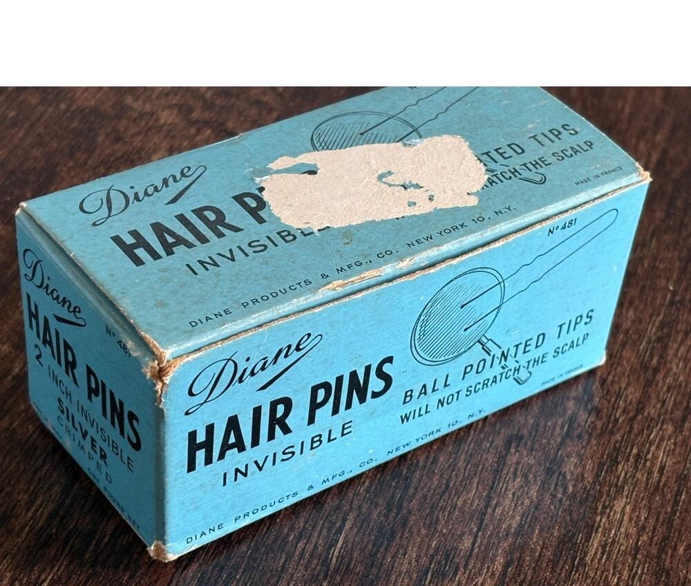 Vintage Diane Invisible Silver Hair Pins 100 Count Ball Pointed Tips NOS USA Box